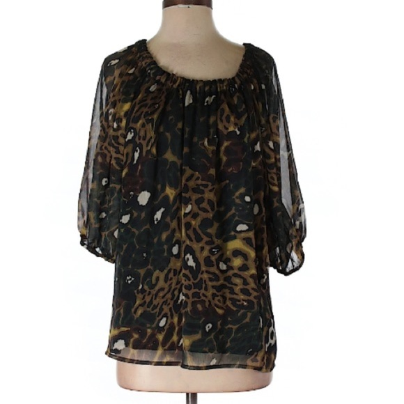 Kate Hill Tops - Kate Hill Animal Print 3/4 quarter Sleeve Blouse career work size small